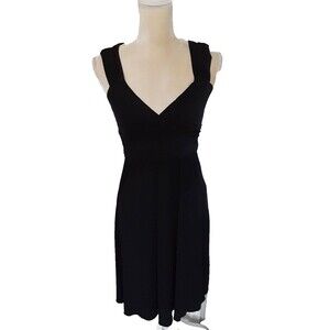 Vintage Ruby "little black dress" M polyester spandex sweetheart neckline V back